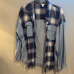 Cato Navy and White Plaid Shirt
